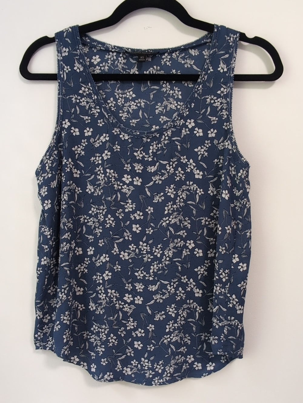 Banana Republic Women Blue White Floral Sleeveless Scoop Neck Tank Top XS